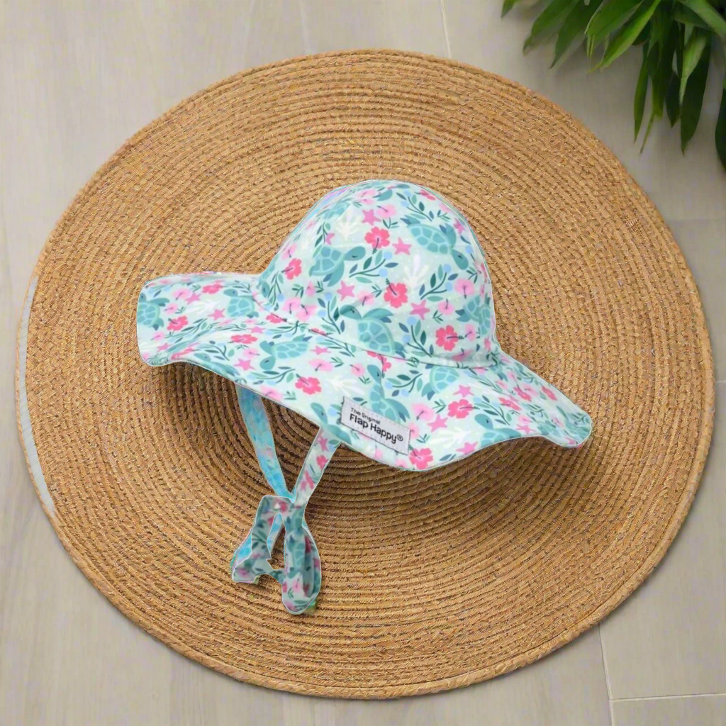 Flap Happy Botanical Turtles Floppy Hat: S, M