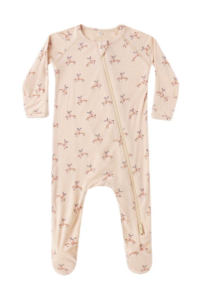 Bamboo Zip Footie | Reindeer