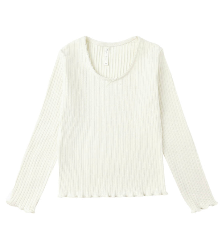 Girls Ribbed Long Sleeve | Ivory