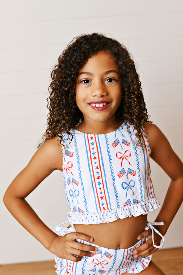 Flag & Bow Two-Piece Swim