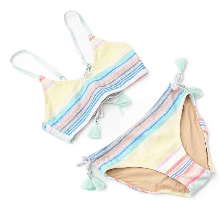 Surfer Stripe Ribbed Tie Back Two-Piece Swim