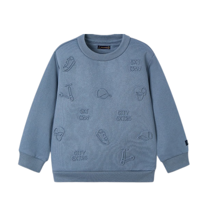 Embossed Skater Pullover Sweatshirt- Cloud: 5