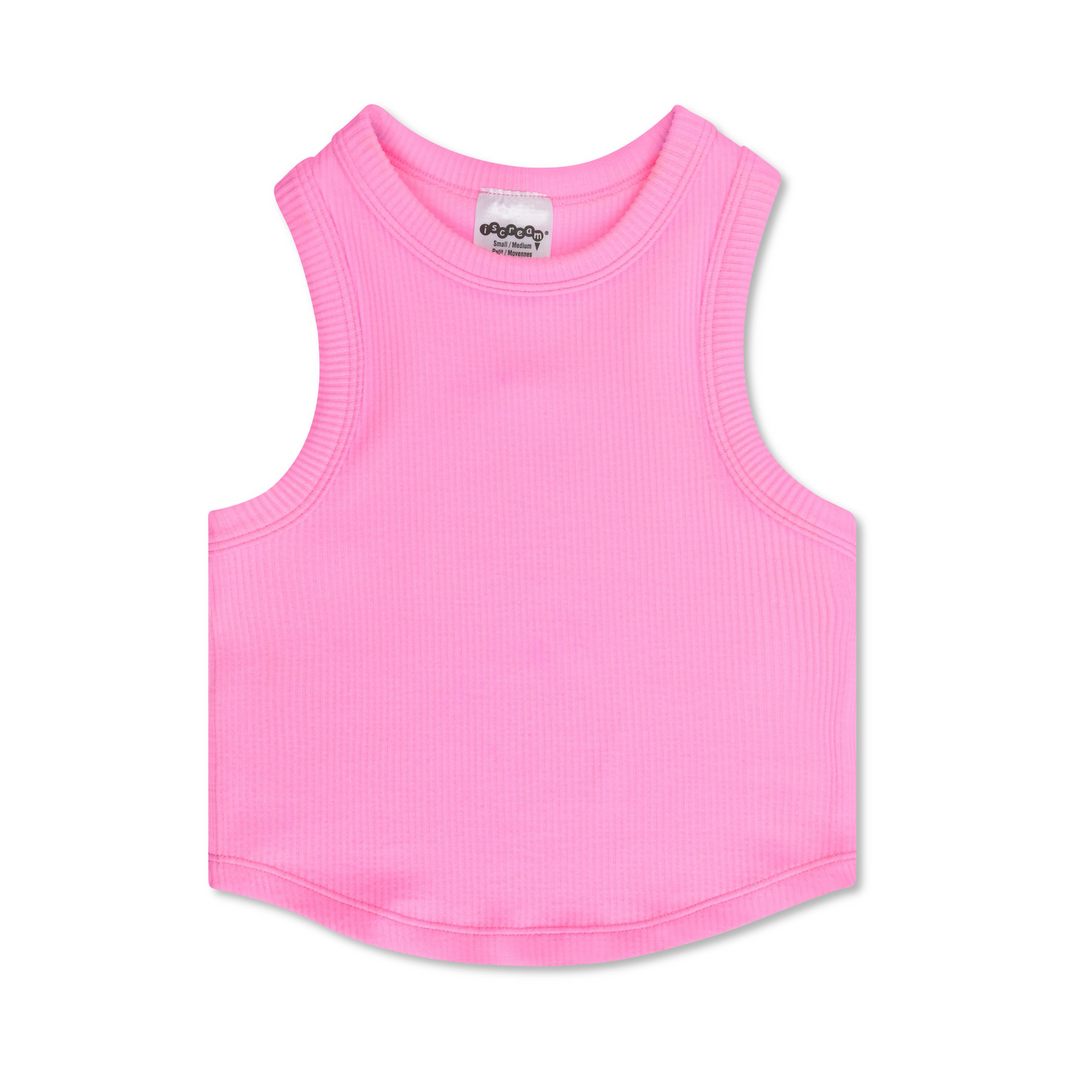 Rose Cropped Ribbed Racerback Tank Top