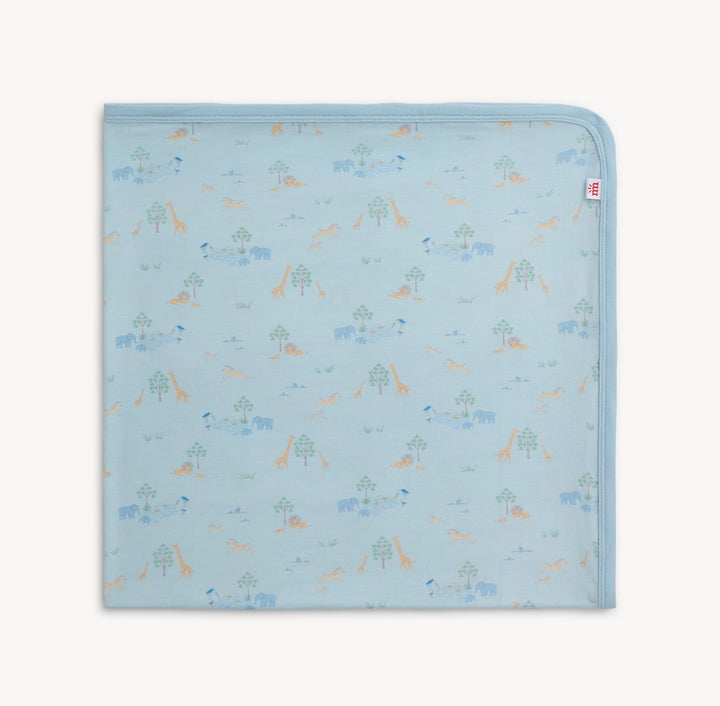 Serene Safari Blue Baby Blanket