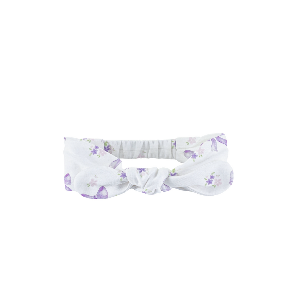 Lavendar Bows Printed Infant Headband