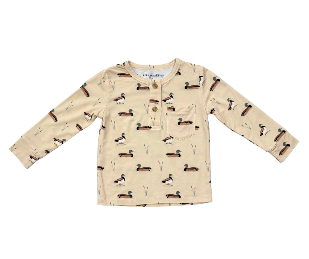 Boys L/S Henley T-Shirt | Mallard Ducks