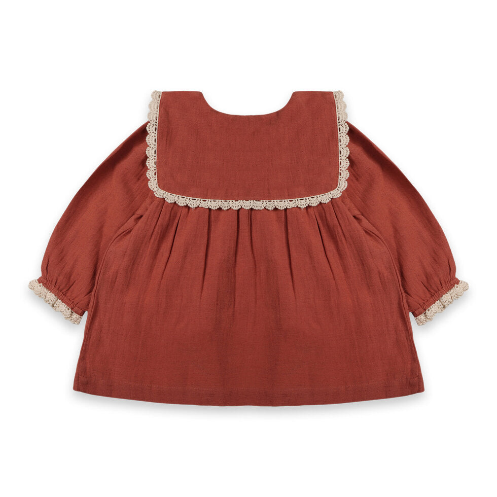 Sola Embroidered Collar Baby Dress & Bloomer Set (Organic Cotton)