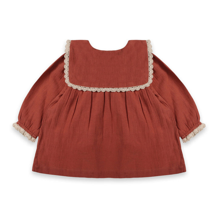 Sola Embroidered Collar Baby Dress & Bloomer Set (Organic Cotton)