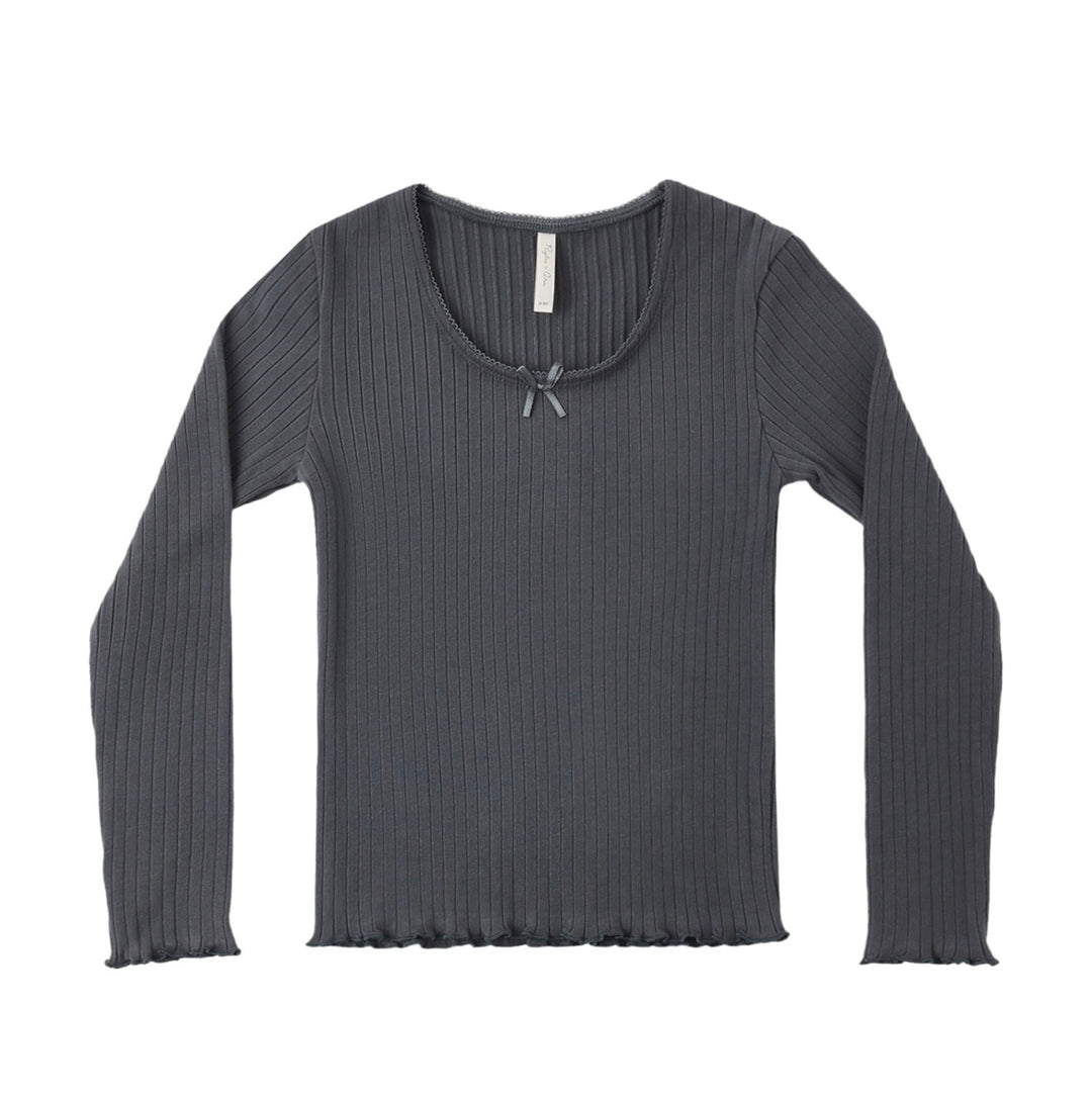 Girls Ribbed Long Sleeve Shirt | Midnight