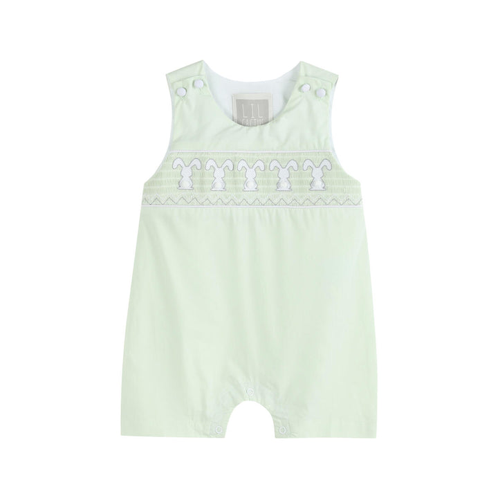 Light Green Bunny Smocked Shortalls