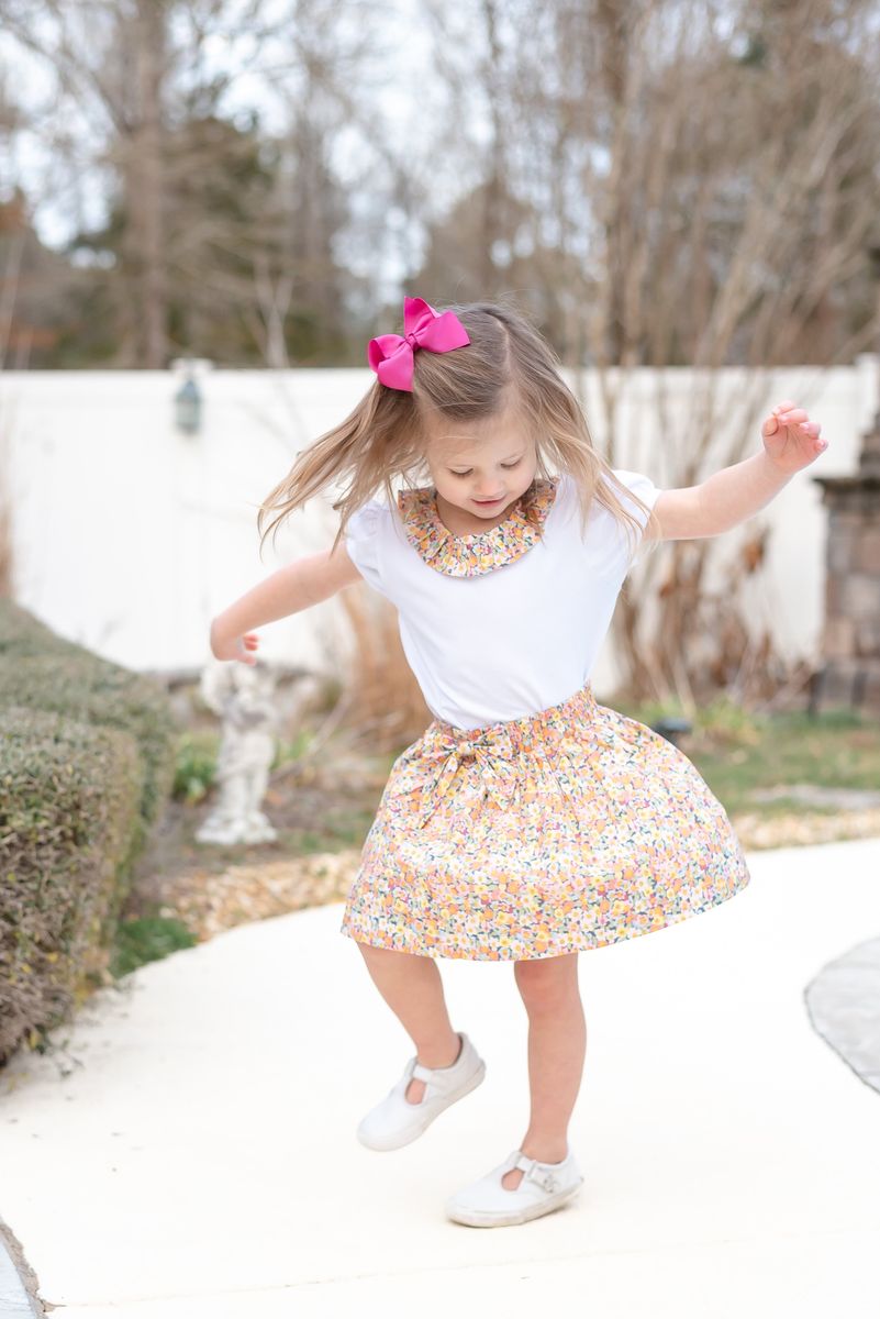 Peach Floral Print Skort Set