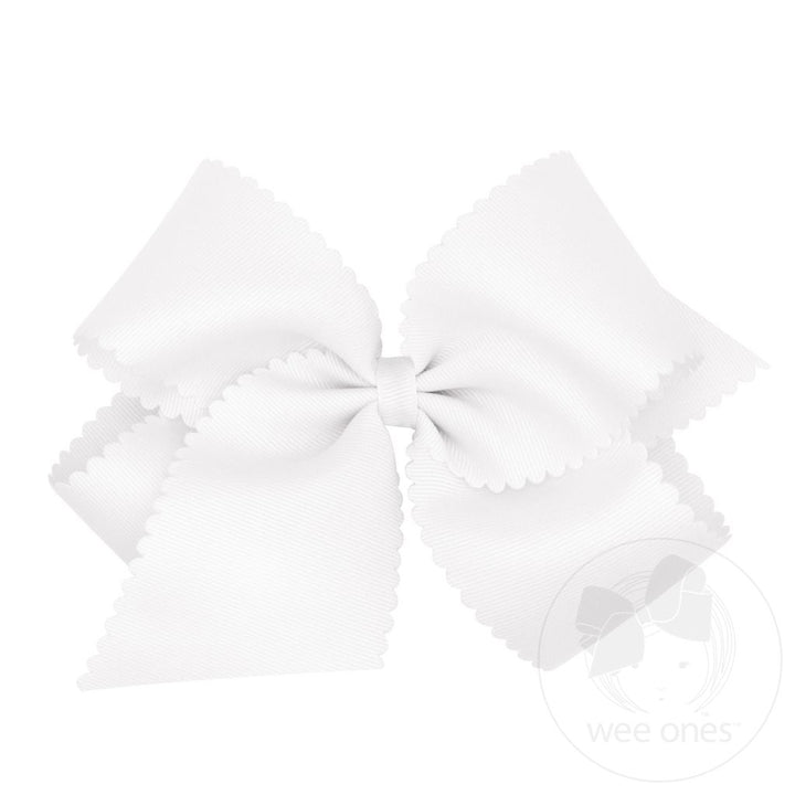 King Grosgrain Hair Bow with Scalloped Edge +6 Colors