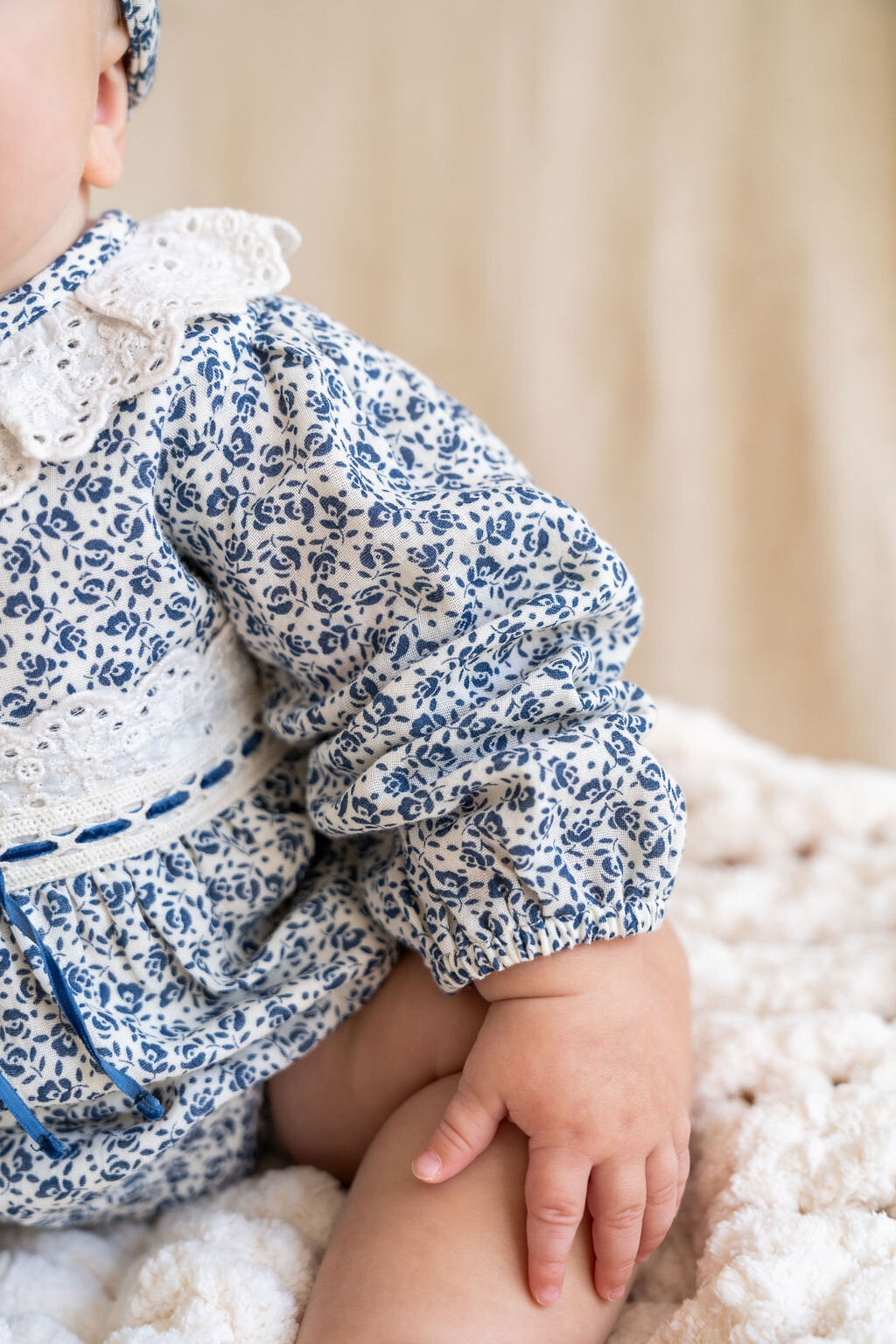 Floral Print & Lace Baby Girl Romper (Organic)