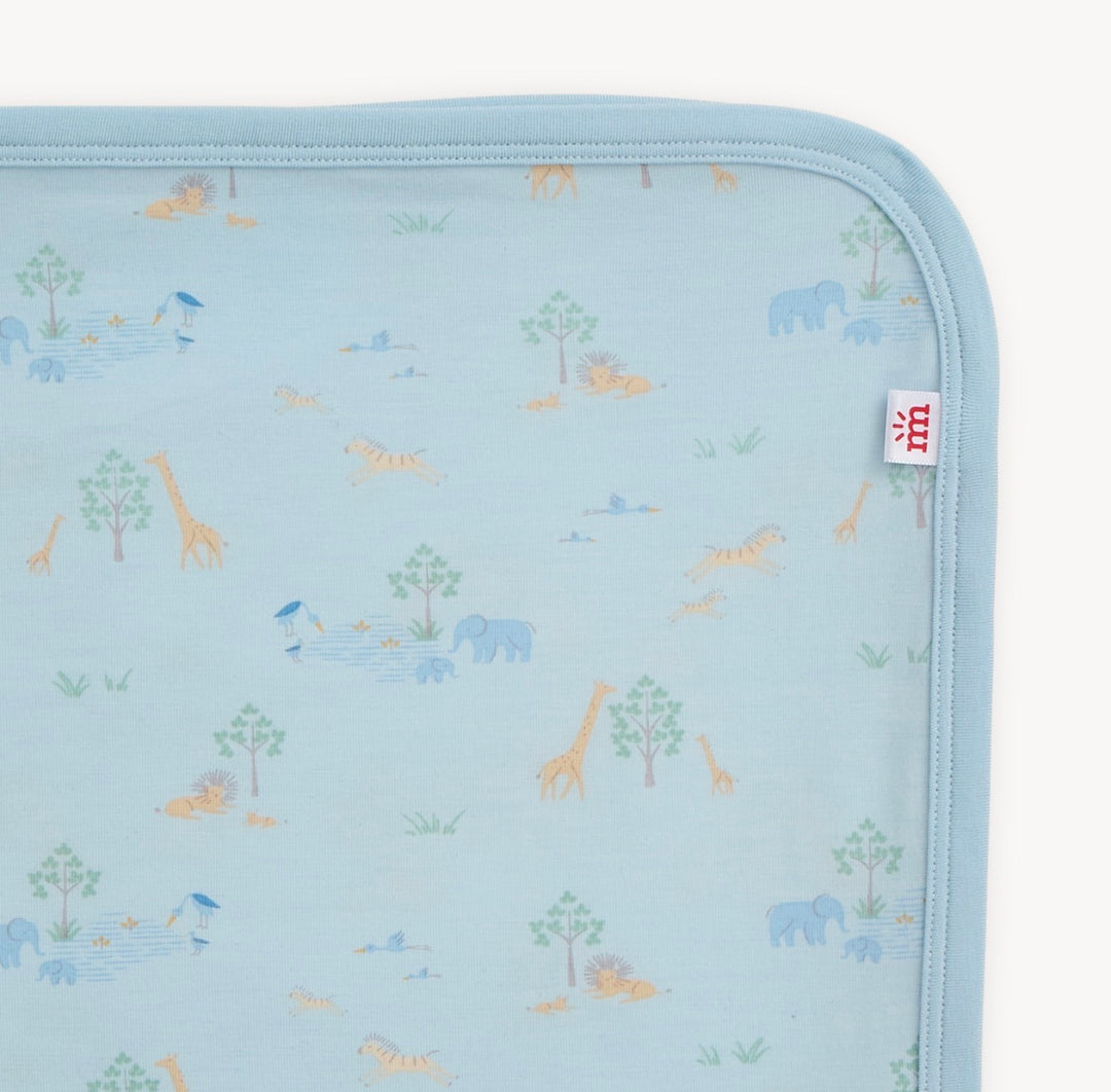 Serene Safari Blue Baby Blanket