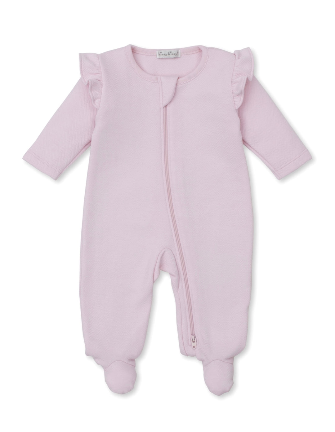 Sweet Homecoming Pink Jacquard Footie W/ Zip