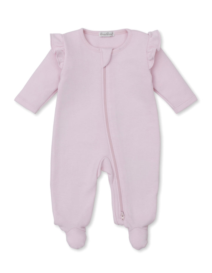 Sweet Homecoming Pink Jacquard Footie W/ Zip