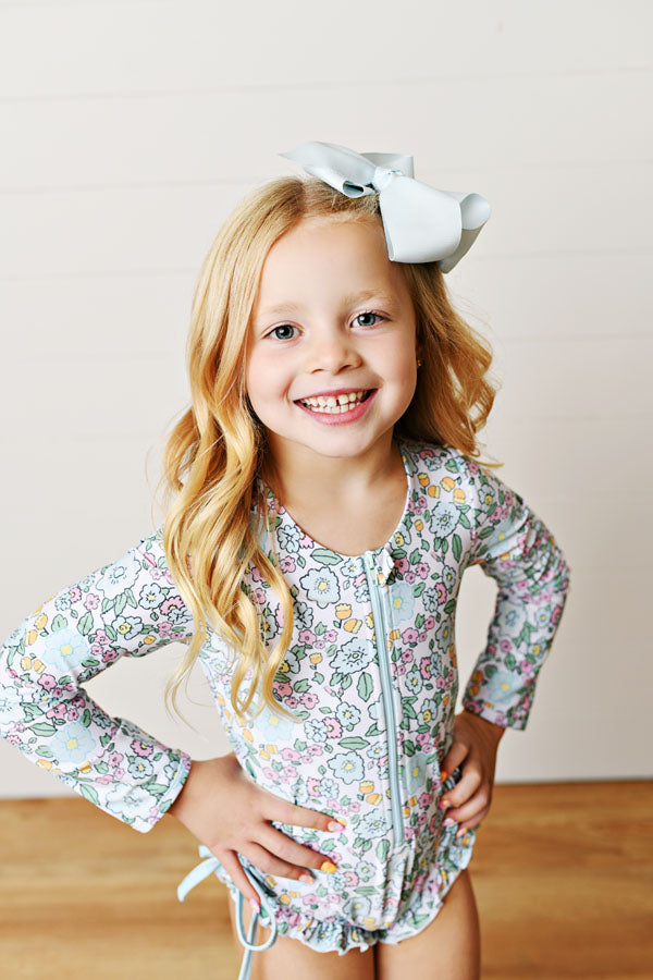 Floral One-Piece Rashguard Swim