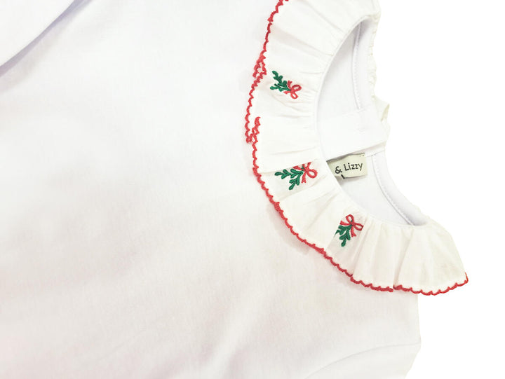 Christmas Bows and Mistletoe Girl's Pima Cotton Top