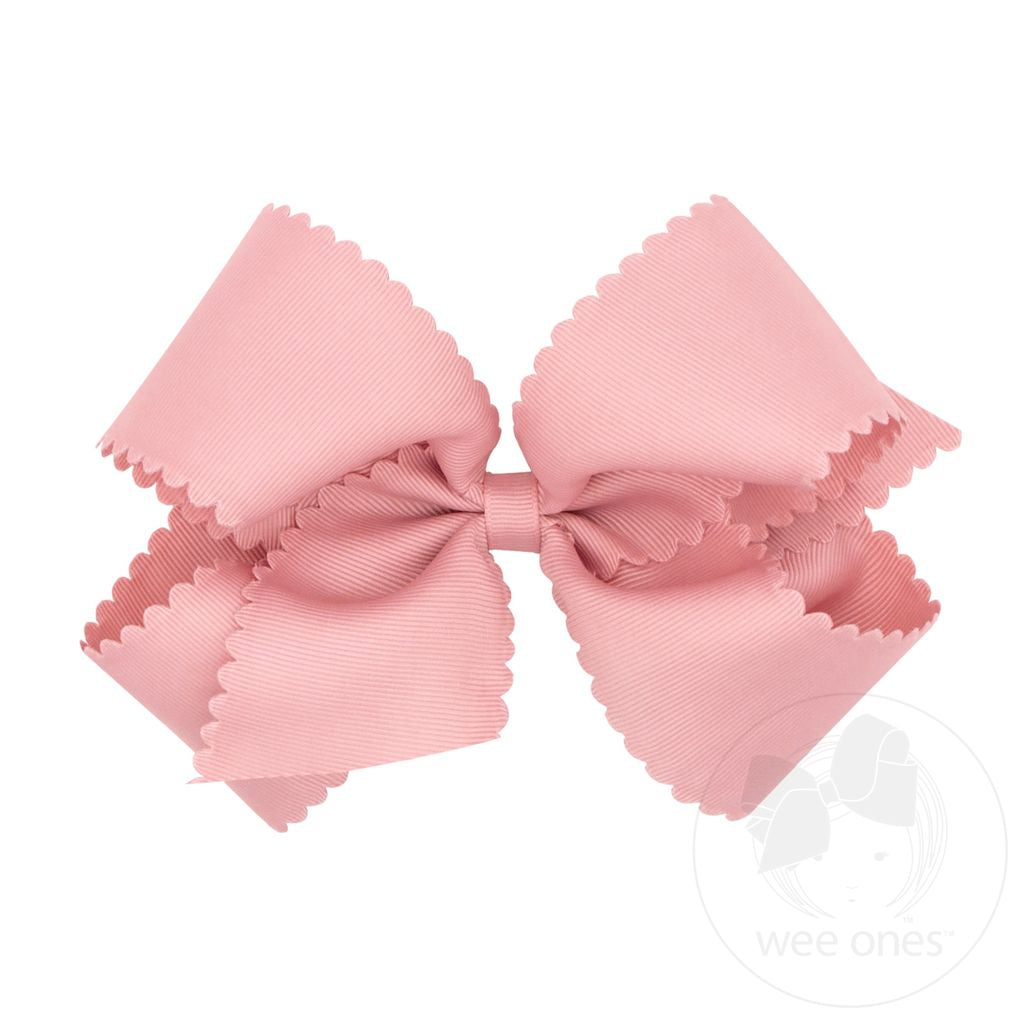 King Grosgrain Hair Bow Scalloped Edge - Nectar