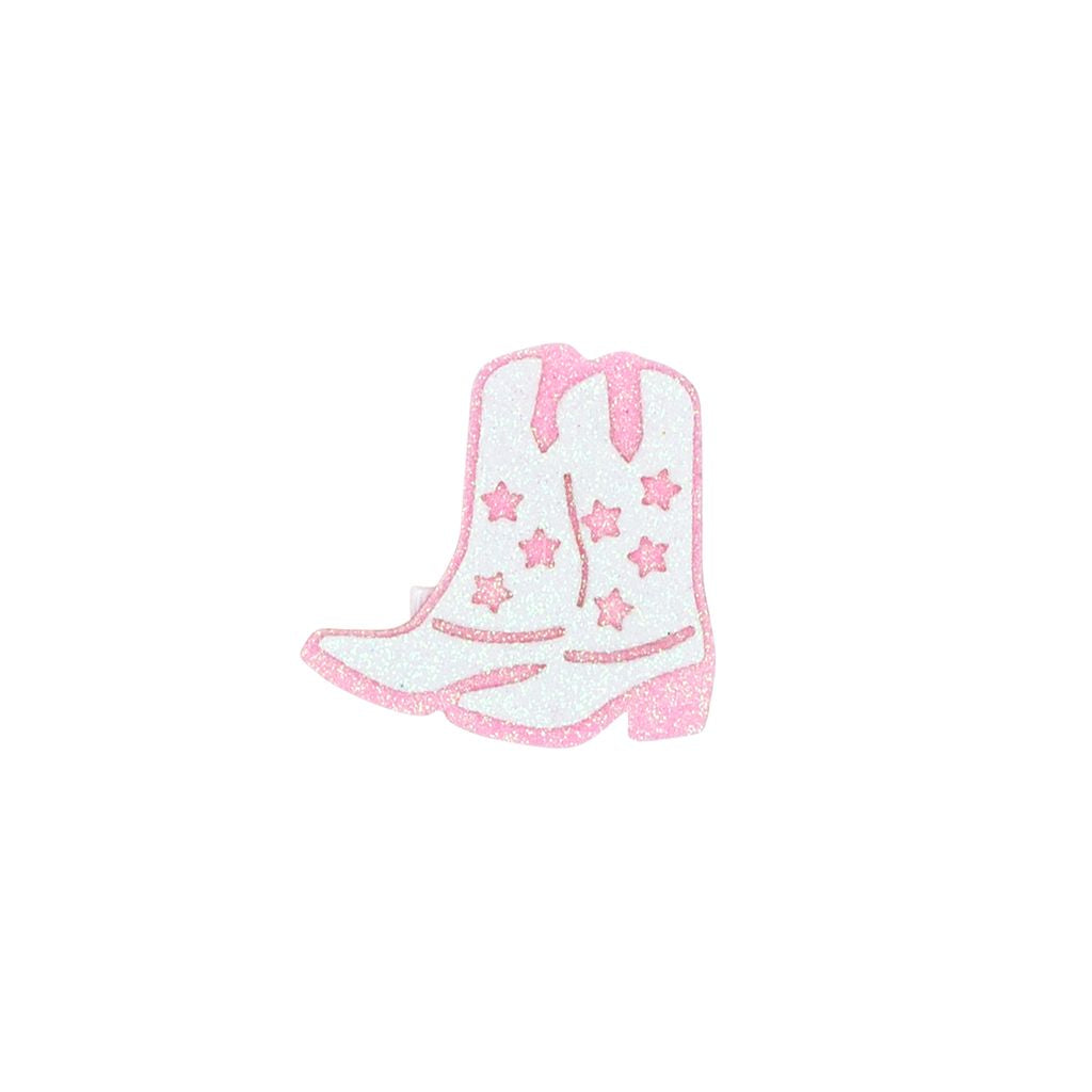 Layered Glitter Pink and White Cowgirl Boots Hair Clip