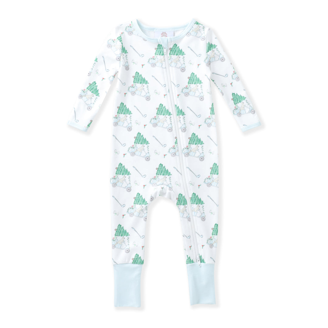Boy's Golf Cart w/ Tree Blue Butterknit Layette