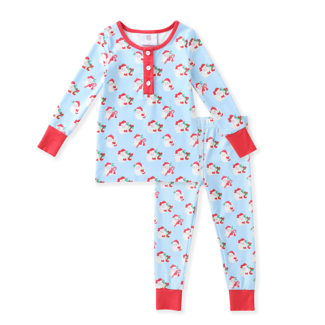 Blue Santa Butterknit Pajama Set
