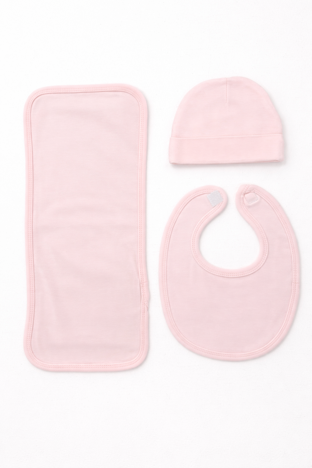 3-Piece Baby Girl Gift Set: Burp, Bib, Hat | Pearl Pink