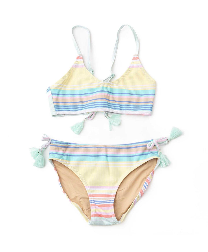 Surfer Stripe Ribbed Tie Back Two-Piece Swim