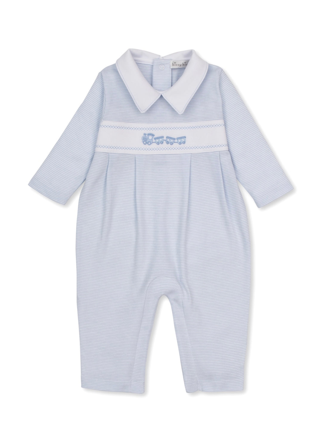 Boys Playsuit | Classic Treasures Light Blue Trains