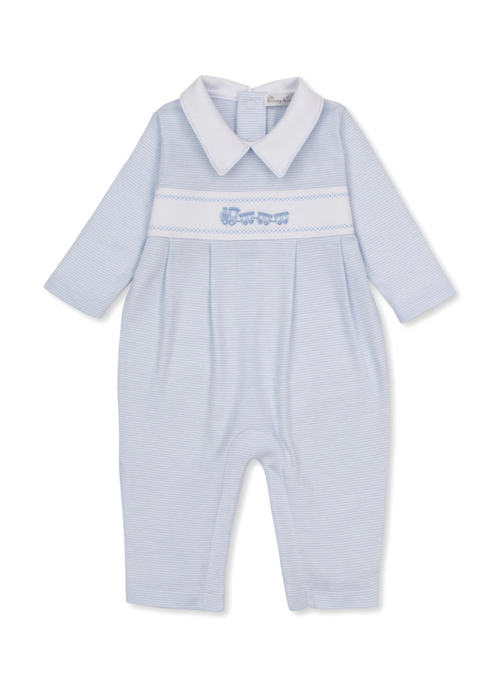Boys Playsuit | Classic Treasures Light Blue Trains