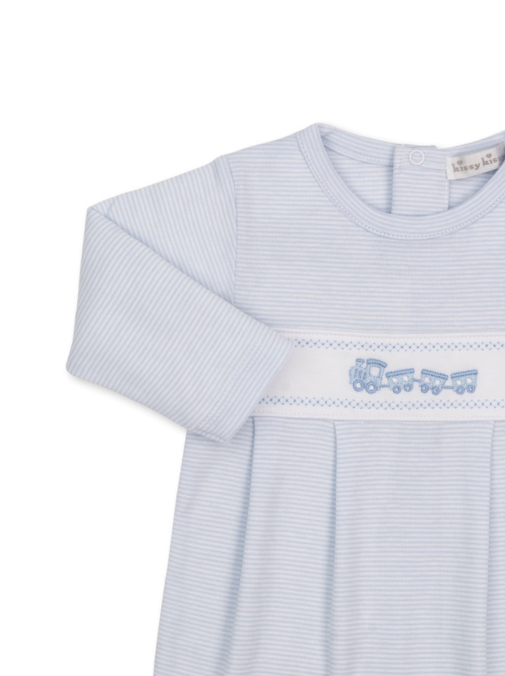 Boys Footie | Classic Treasures Light Blue Trains