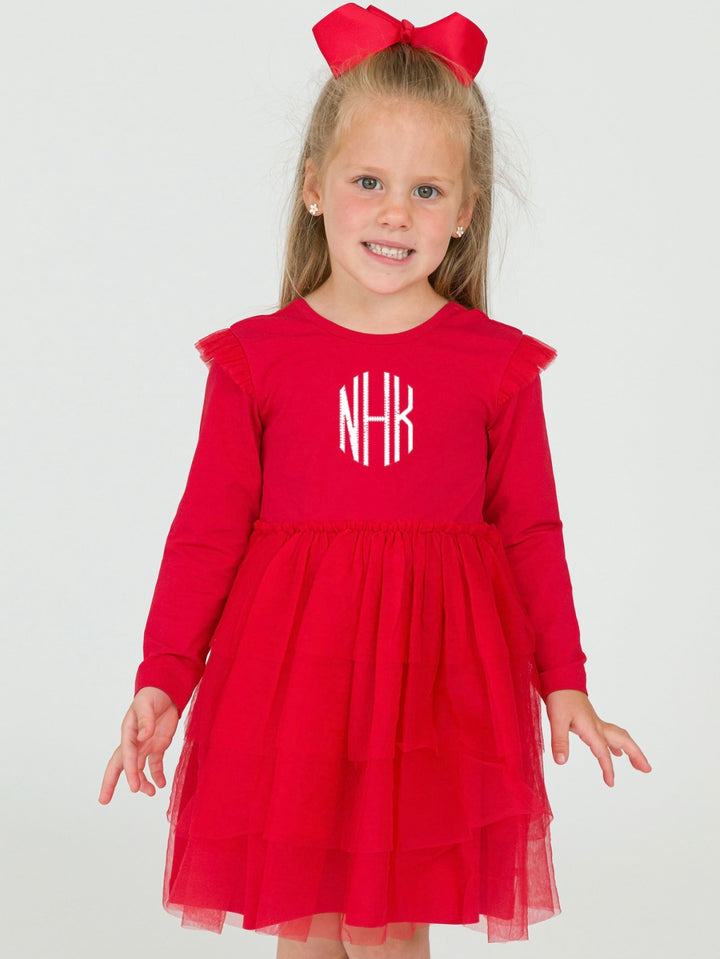 Girls Red Flutter Tulle Twirl Dress