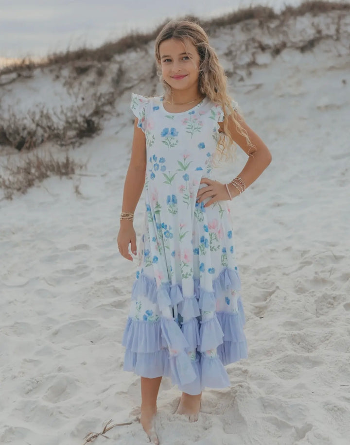 Bella Dainty Blue Floral Twirl Dress