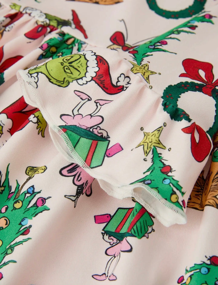 Girls Grinch Character Dress with Bell Sleeves