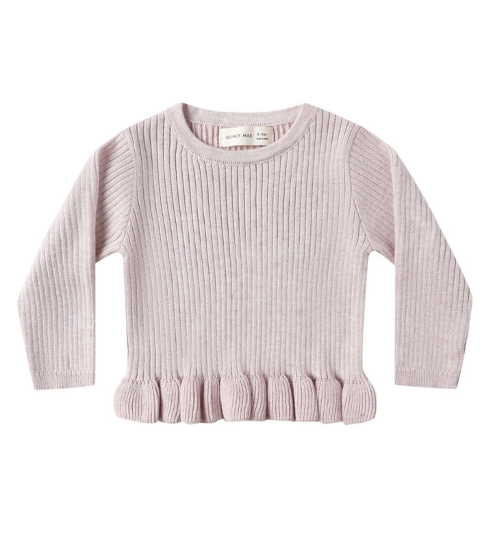 Baby and Toddler Girl Rib Knit Peplum Top | Lilac