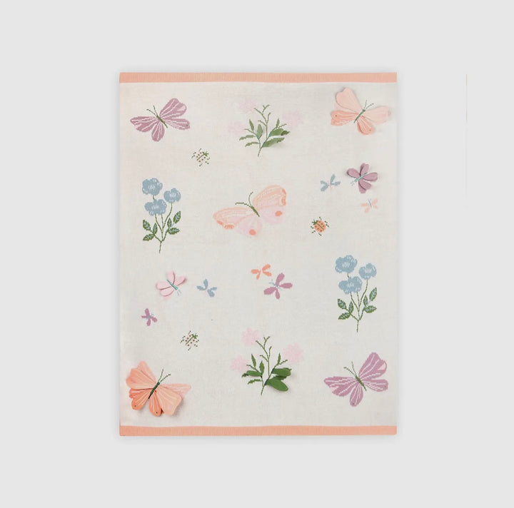 Butterfly 3D Organic Cotton Jacquard Sweater Knit Baby
Blankets Size: One Size
