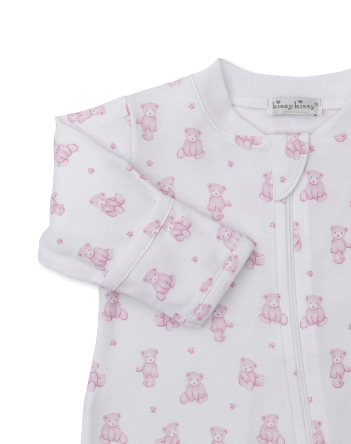 Teddy Bear Time Pink Zip Footie