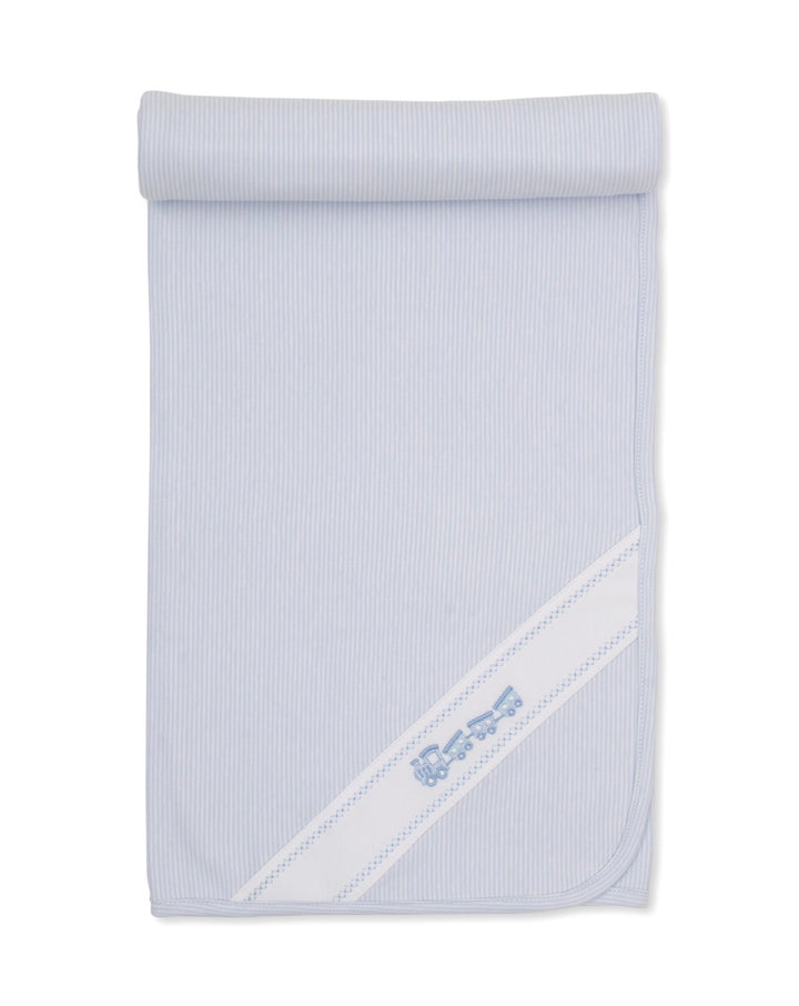 Boys Blanket | Classic Treasures Light Blue Trains