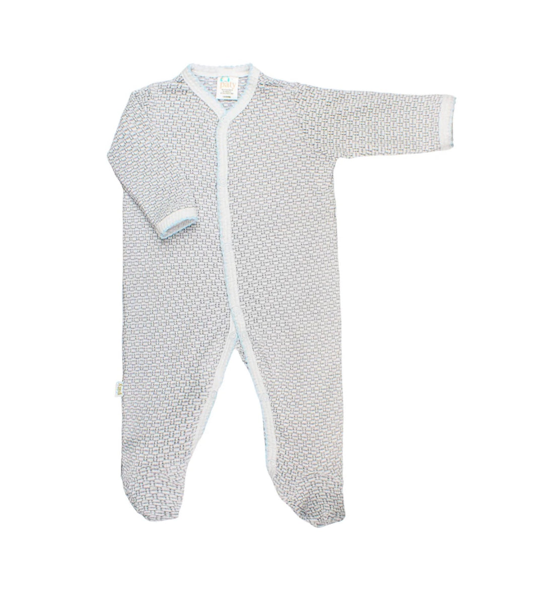 Knit Solid Color Footie | Grey w/ Blue
