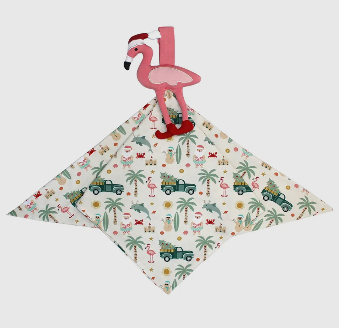 Coastal Christmas Flamingo Bamboo Baby Lovey