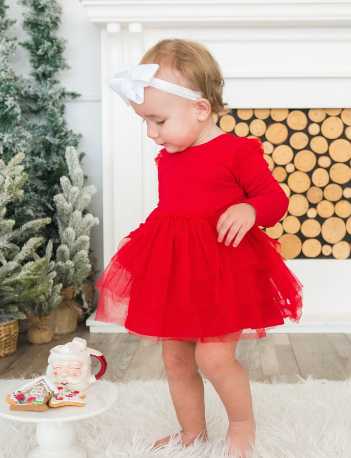 Baby Girls Red Flutter Tulle Twirl Romper