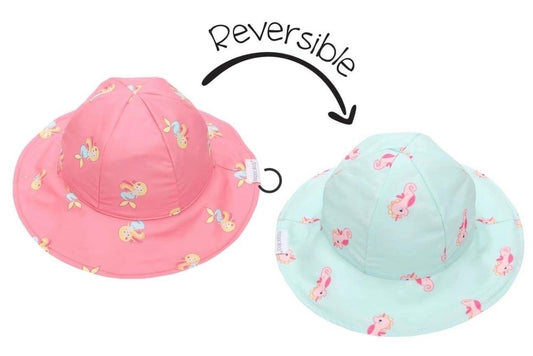 Flapjacks Kids UPF50+ Patterned Sun Hat - Mermaid/Seahorse