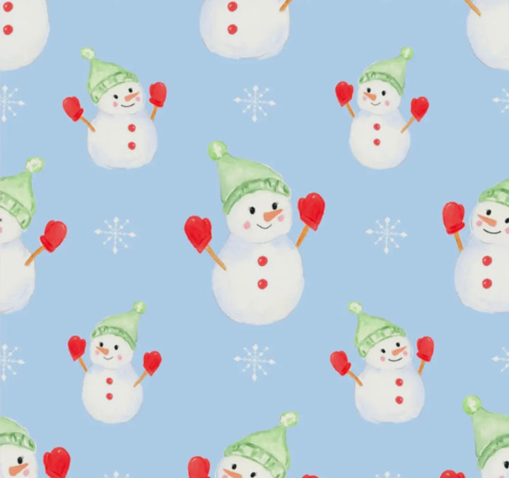 Snowmen on Blue Bamboo Zipper Onesie