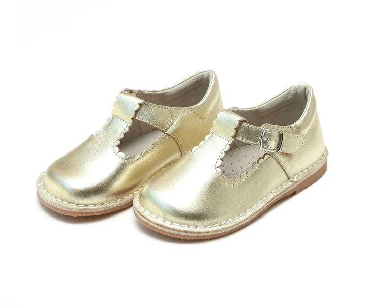 Selina Scalloped T-Strap Mary Jane- Gold