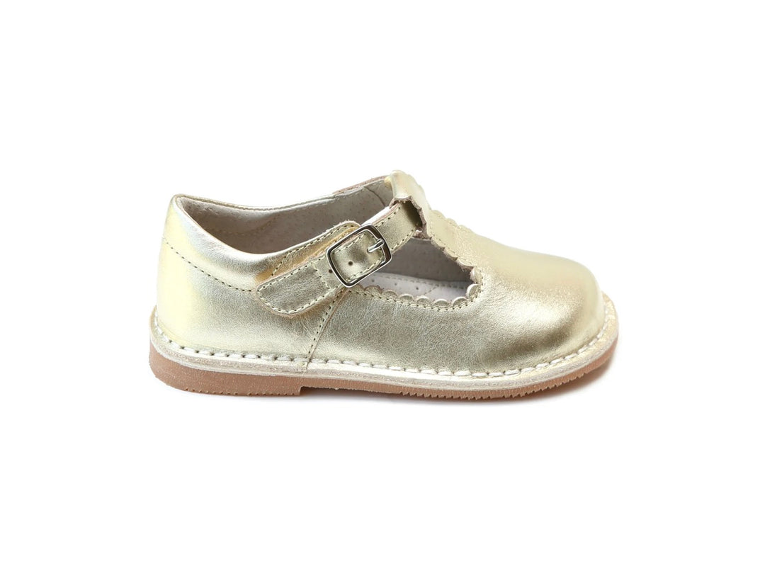 Selina Scalloped T-Strap Mary Jane- Gold