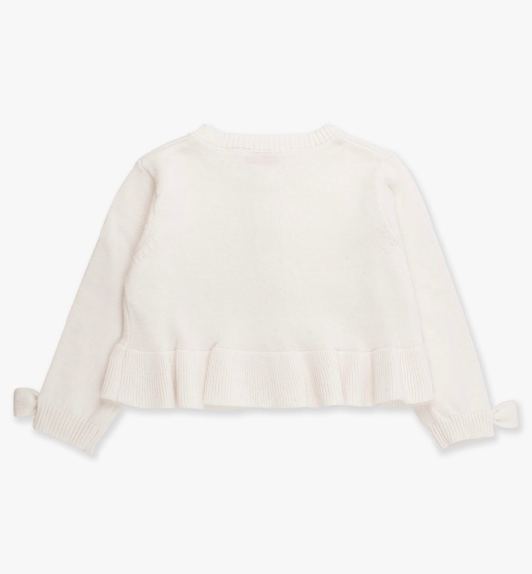 White Sweater Knit Peplum Cardigan