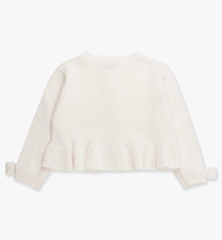 White Sweater Knit Peplum Cardigan