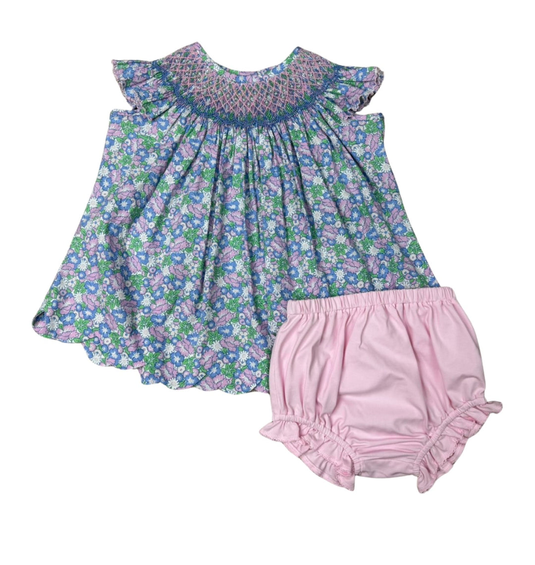 Brilliant Blooms Pearl Smocked Bishop Bloomer