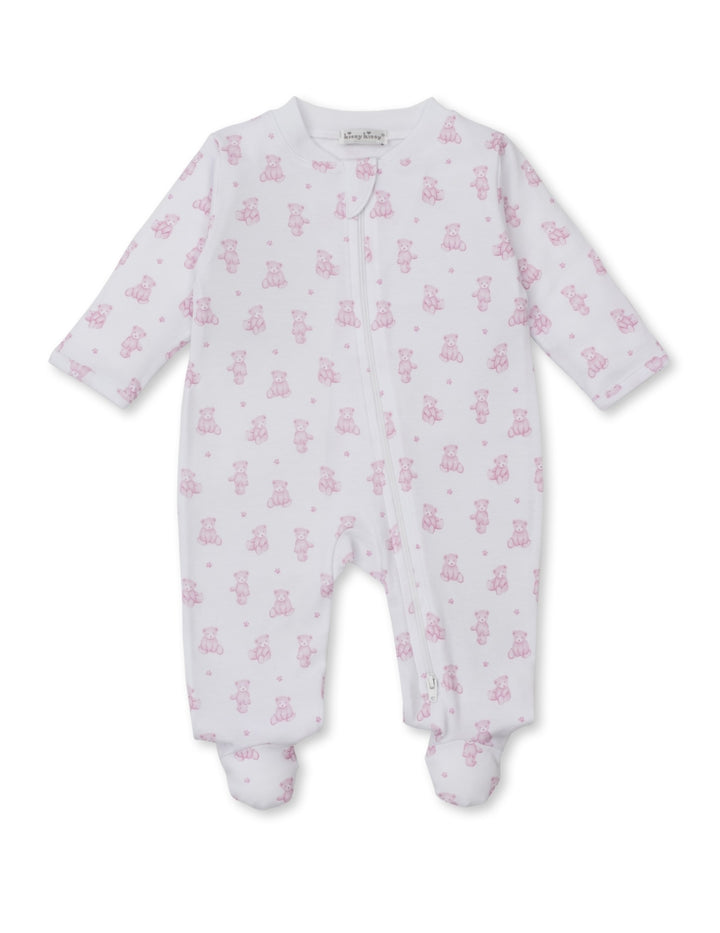 Teddy Bear Time Pink Zip Footie
