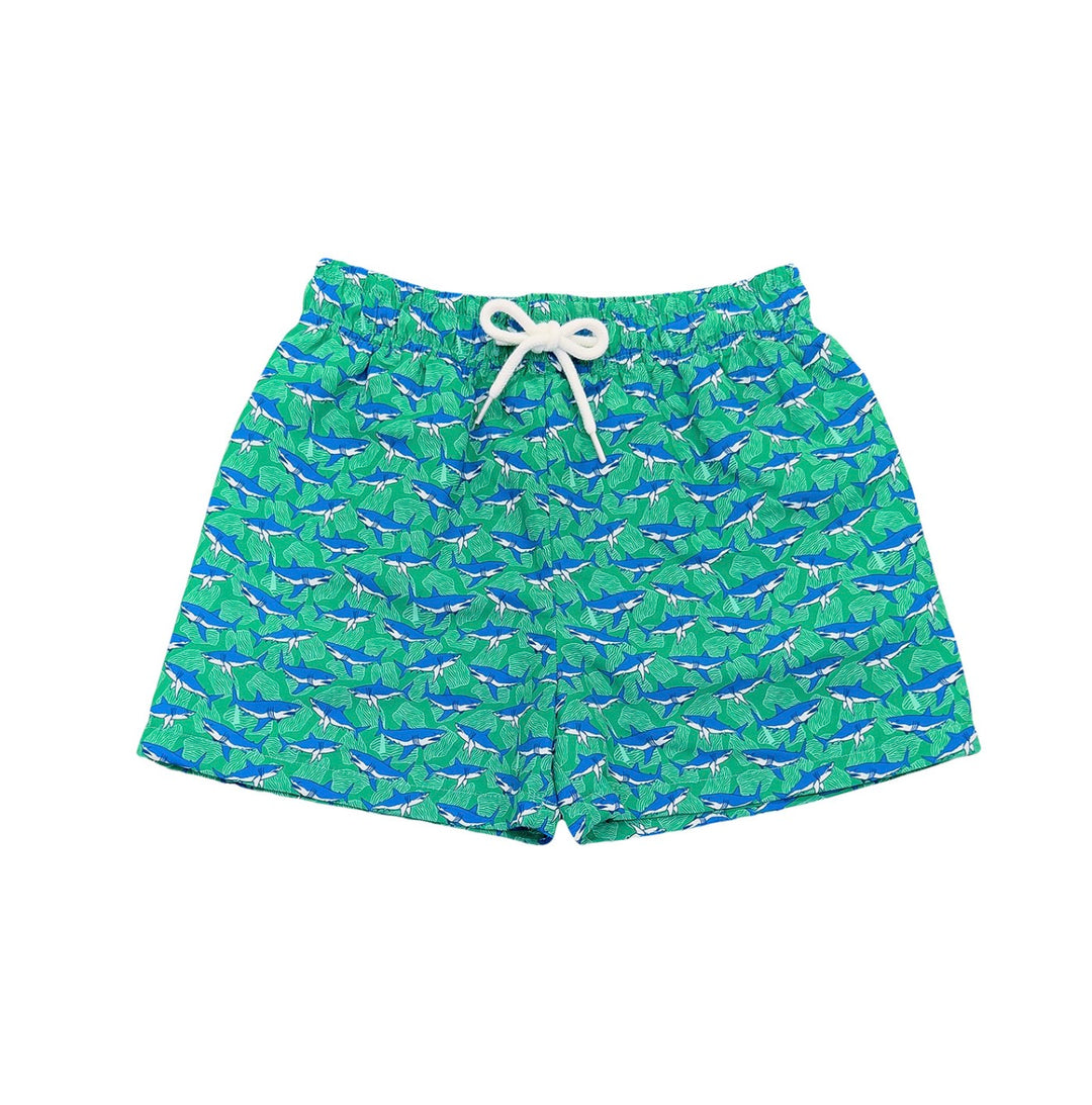Saint Simons Swim Trunks | Green Shark